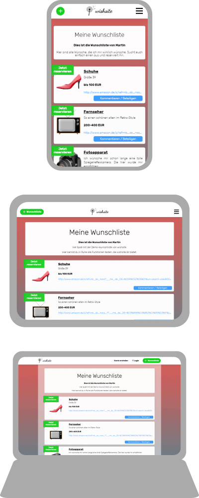 wishsite läuft auf allen mobilen Geräten