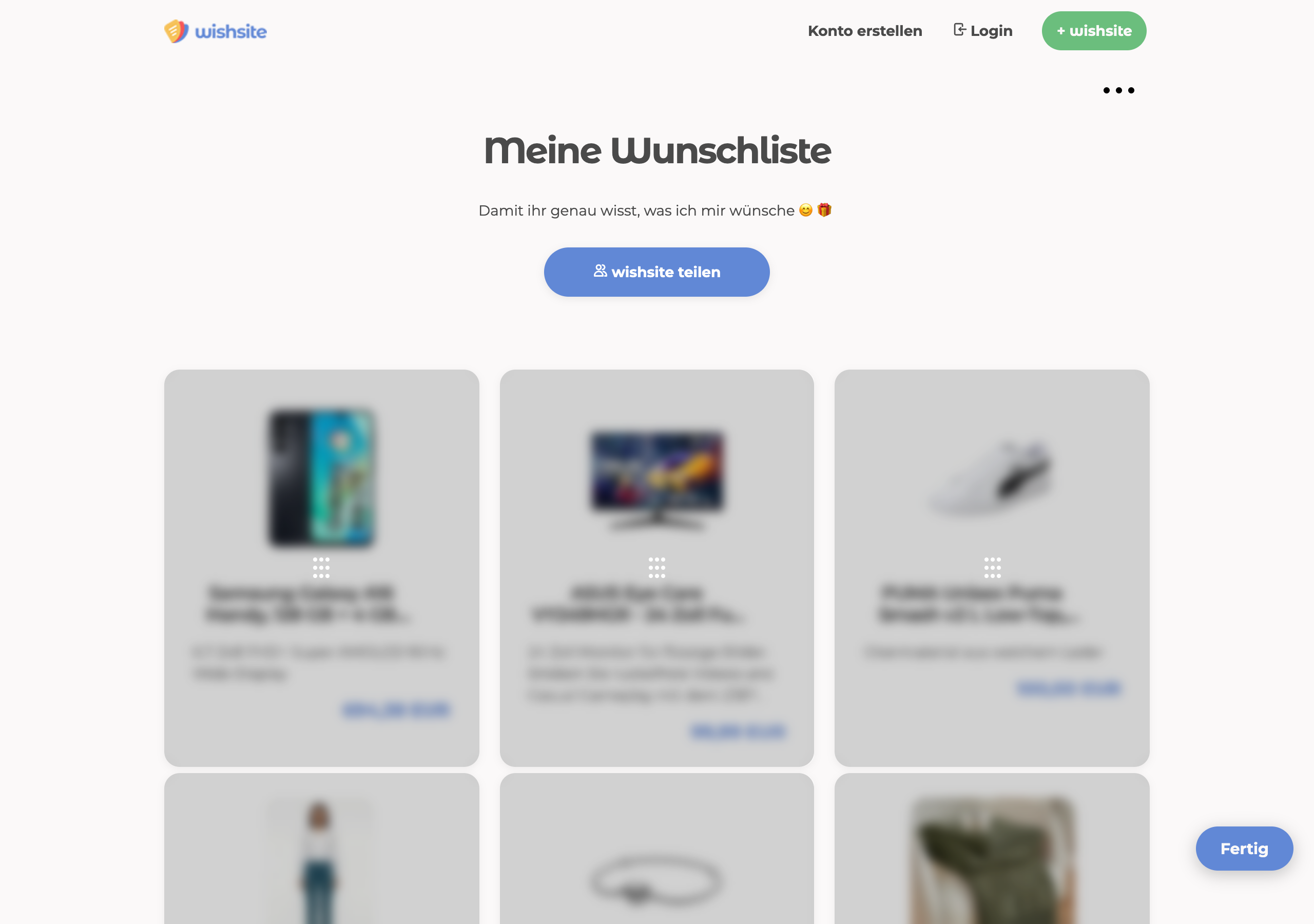 Sortiermodus auf wishsite: Wunschkarten per Drag & Drop neu anordnen